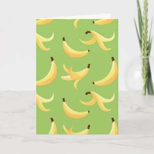 Tarjeta Festiva Divertido patrón de plátano amarillo retro editabl