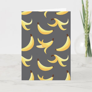Tarjeta Festiva Divertido patrón de plátano amarillo retro editabl