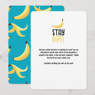 Tarjeta Festiva Divertido patrón de plátano amarillo retro editabl