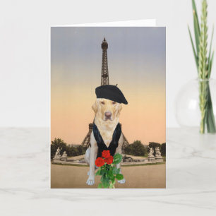 Tarjeta Festiva Divertido perro/laboratorio francés Valentine