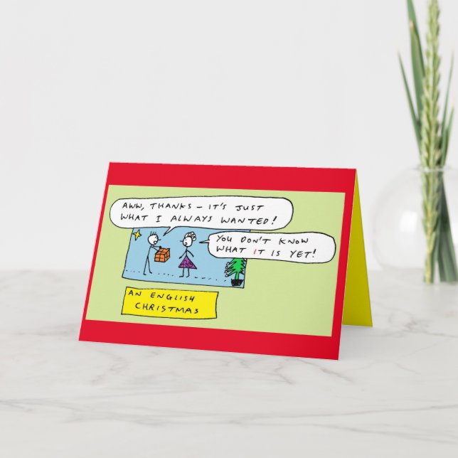 Tarjeta Festiva Divertido Personalizado Chiste Navidades ingleses (Anverso)