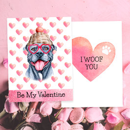 Tarjeta Festiva Divertido Pitbull Gris Te Guau Amo Perro Día de Sa