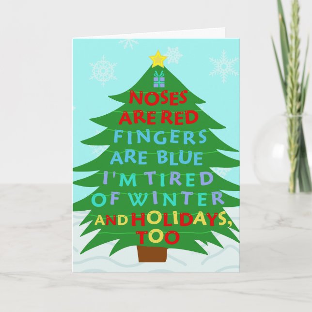 Tarjeta Festiva Divertido poema de Bah Humbug Navidades (Anverso)
