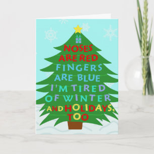 Tarjeta Festiva Divertido poema de Bah Humbug Navidades