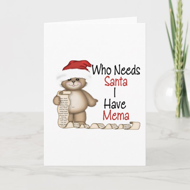 Tarjeta Festiva Divertido que necesita a Santa Mema (Anverso)