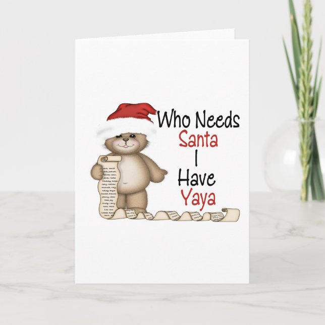 Tarjeta Festiva Divertido que necesita a Santa Yaya (Anverso)