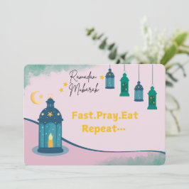 Tarjeta Festiva Divertido Ramadán "Reza rápida para comer repetida