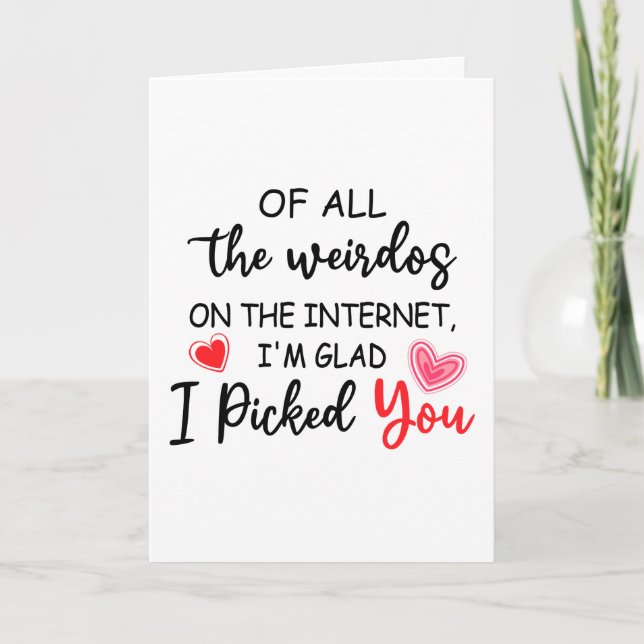 Tarjeta Festiva Divertido regalo de citas en Internet, me alegro d (Anverso)