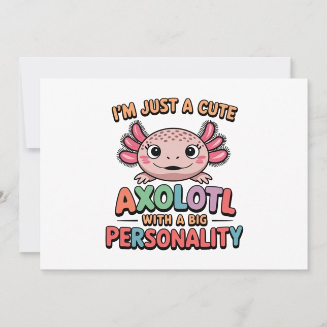 Tarjeta Festiva Divertido regalo de diseño colorido de Axolotl (Anverso)