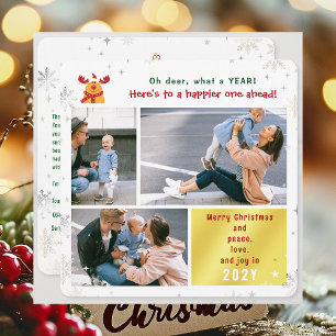 Tarjeta Festiva Divertido Rudolph Oh Ciervo Paz Amor Alegría 3 Fot