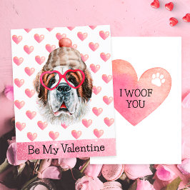 Tarjeta Festiva Divertido San Bernardo Te Amo Perrito Día de San V
