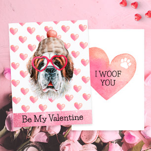 Tarjeta Festiva Divertido San Bernardo Te Amo Perrito Día de San V