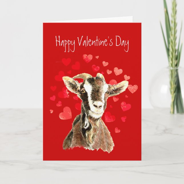 Tarjeta Festiva Divertido San Valentín a la vieja cabra favorita,  (Anverso)