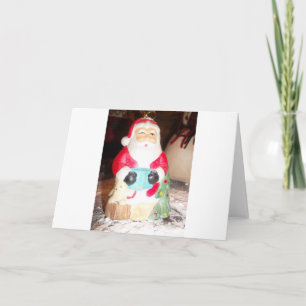 Tarjeta Festiva Divertido Santa con la impresión de arte de nieve