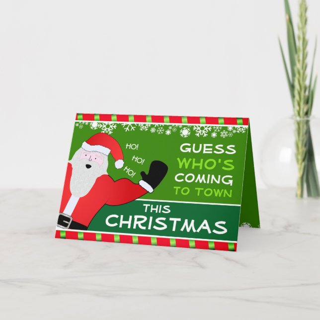 Tarjeta Festiva Divertido Santa de regreso a casa para cantar junt (Anverso)