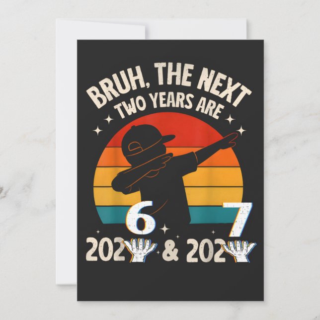 Tarjeta Festiva Divertido Seis Siete “67” NYE Niños Año Nuevo 2026 (Anverso)