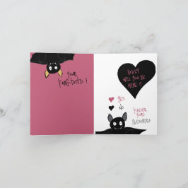 Tarjeta Festiva Divertido "¿Serás Mío?" Bat Love + Valentine Card