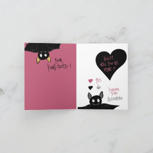 Tarjeta Festiva Divertido "¿Serás Mío?" Bat Love + Valentine Card