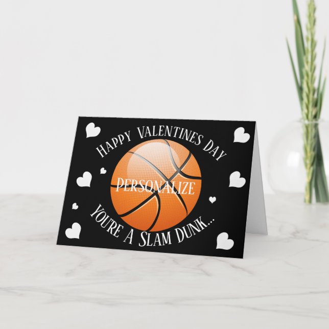 Tarjeta Festiva Divertido Slam Dunk Valentines (Anverso)
