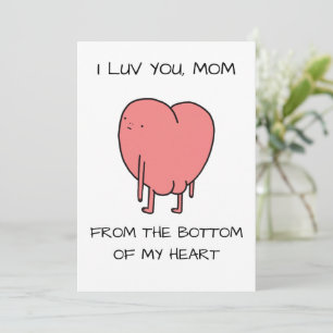 Tarjeta Festiva Divertido Te Amo Mamá Rosa Día de la Madre Ilustra