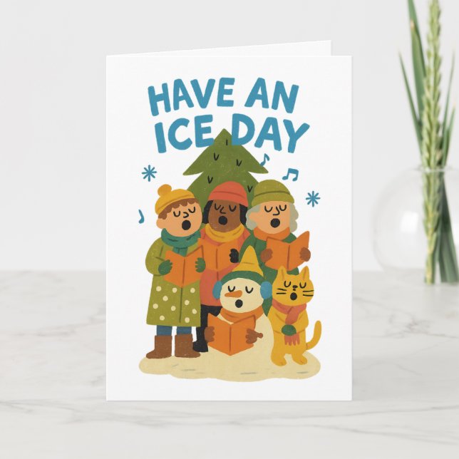 Tarjeta Festiva Divertido "Ten un Día del Hielo" Nombre de la Fami (Anverso)