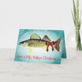 Tarjeta Festiva Divertido "Ten unos Navidades de Walleye Jolly"