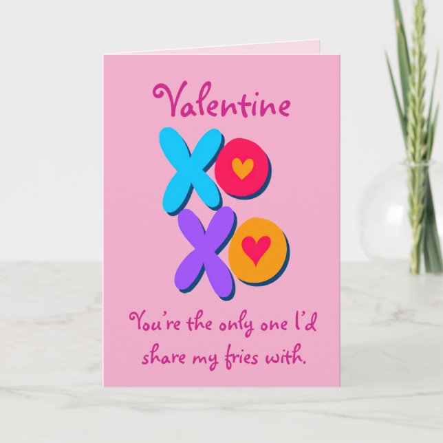 Tarjeta Festiva Divertido Valentine XOXO (Anverso)