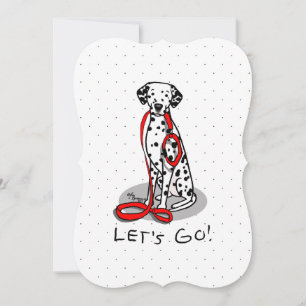 Tarjeta Festiva ¡Divertido! ¡Vamos! Pasear al perro dálmata (negro