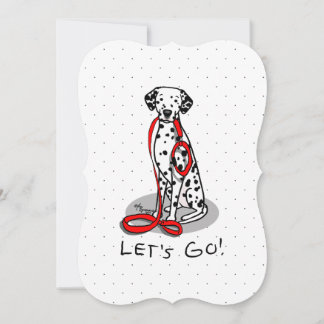 Tarjeta Festiva ¡Divertido! ¡Vamos! Pasear al perro dálmata (negro