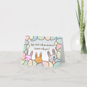 Tarjeta Festiva Divertidos conejos y huevos Pascua personalizada