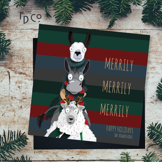 Tarjeta Festiva Divertidos Navidades burdos "Merrily Merrily Merri (Subido por el creador)
