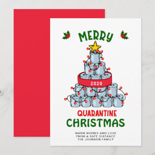 Tarjeta Festiva Divertidos Navidades de Cuarentena de Merry saluda