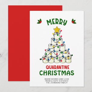 Tarjeta Festiva Divertidos Navidades de Cuarentena de Merry saluda