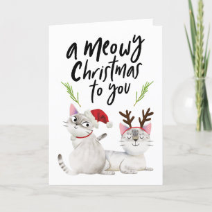 Tarjeta Festiva Divertidos Navidades De Gato Meowy Para Ti