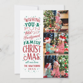 Tarjeta Festiva Divertidos Navidades de la vieja moda Tres fotos