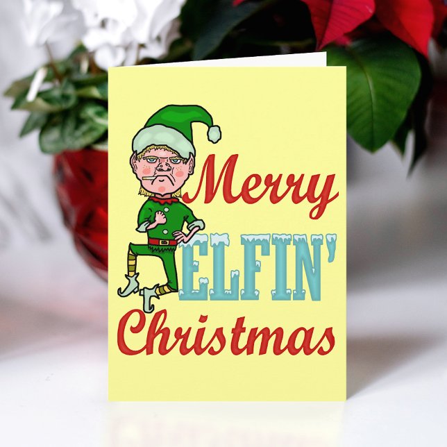 Tarjeta Festiva Divertidos Navidades de Merry Elfin (Subido por el creador)