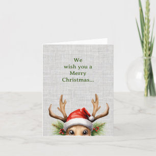 Tarjeta Festiva Divertidos Navidades de renos de Cute Peeking