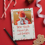 Tarjeta Festiva Divertidos Navidades de Santa Photo<br><div class="desc">Gracioso "¡Querido Papá Noel,  déjame explicarme! Tarjeta de vacaciones para navidades. Envíe saludos de Navidad con esta divertida y festiva tarjeta plana de vacaciones. Presenta una cita con letras a mano y una tipografía simple. Personalice agregando nombre y foto.</div>