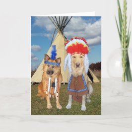Tarjeta Festiva Divertidos perros nativos americanos Valentine