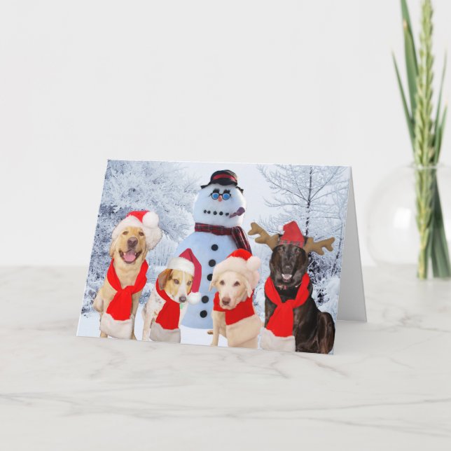 Tarjeta Festiva Divertidos saludos de temporada de perros (Anverso)