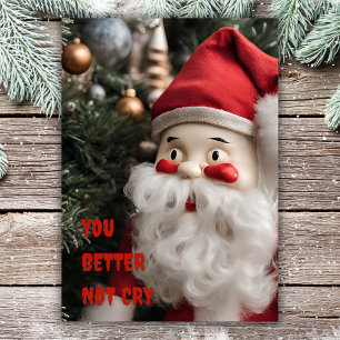 Tarjeta Festiva Divertidos Santa Navidades, mejor no llorar
