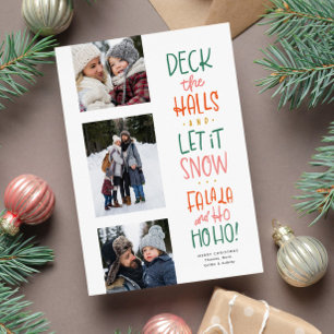 Tarjeta Festiva Divertidos y coloridos tres Navidades de fotos