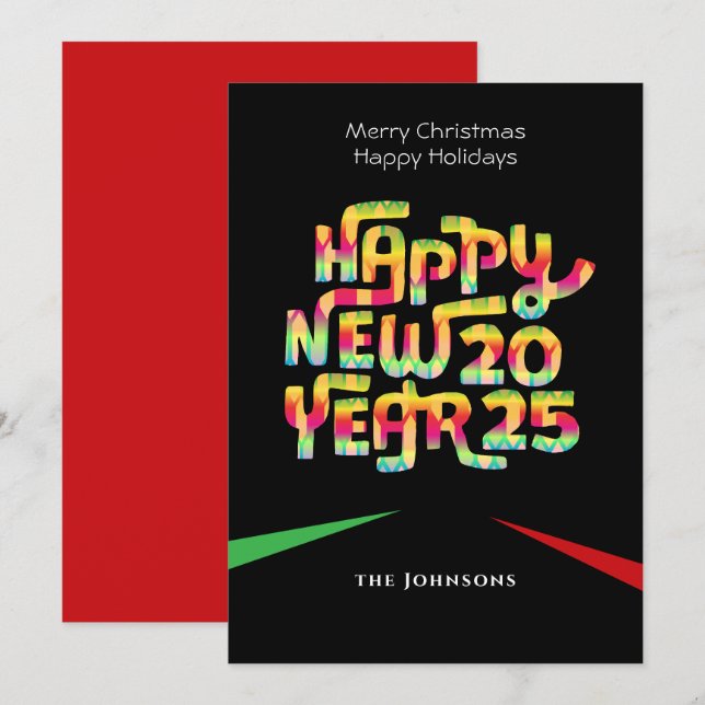 Tarjeta Festiva Diviértete Año Nuevo Colorido Moderno Texto Person (Anverso / Reverso)