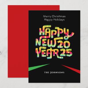 Tarjeta Festiva Diviértete Año Nuevo Colorido Moderno Texto Person