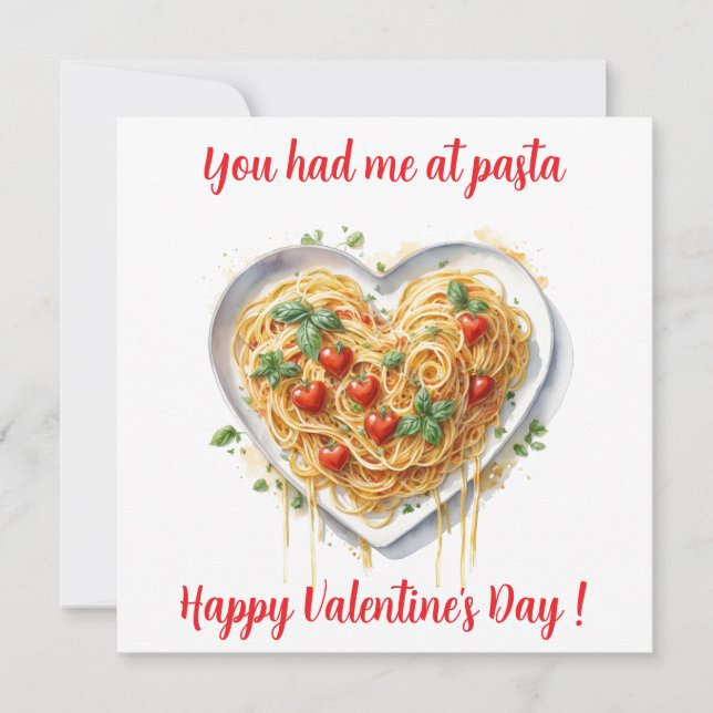 Tarjeta Festiva Diviértete con corazón de pasta Valentine Italia   (Anverso)
