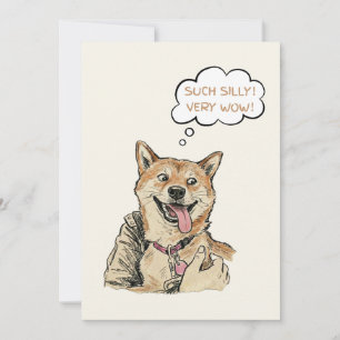 Tarjeta Festiva Diviértete con el arte meme de Shiba Inu "Such Sil