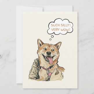 Tarjeta Festiva Diviértete con el arte meme de Shiba Inu "Such Sil