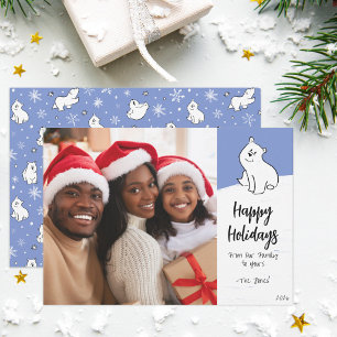 Tarjeta Festiva Diviértete con foto de escena invernal de oso pola