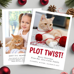Tarjeta Festiva Diviértete con la nueva foto familiar de gatito en