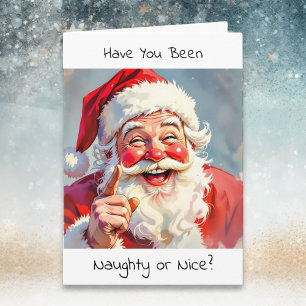 Tarjeta Festiva Diviértete con Santa Navideño Malo o Bueno